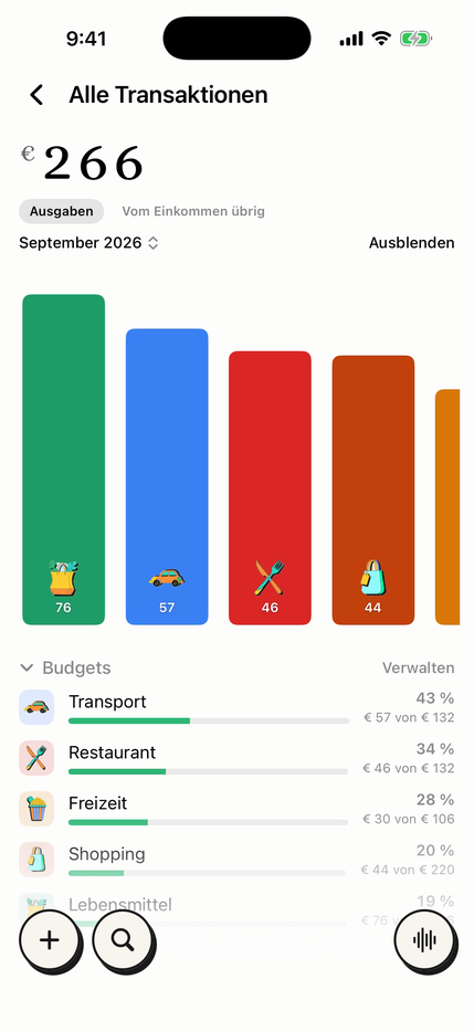 Monatsbudgets pro Kategorie