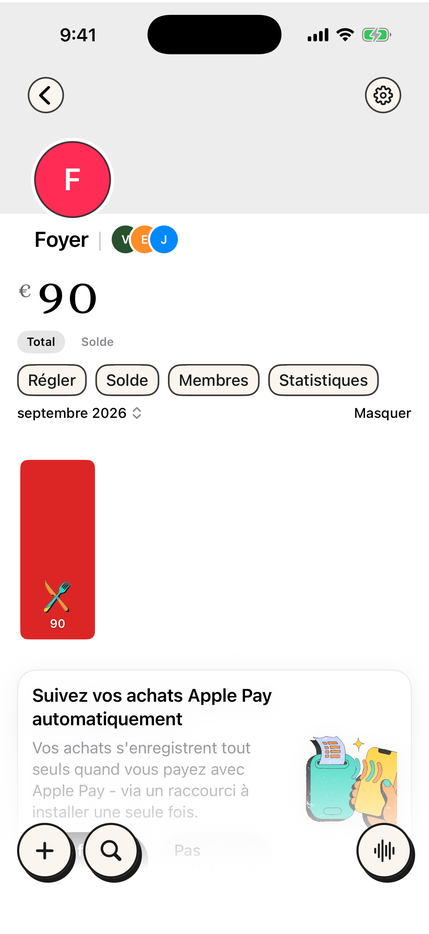 Une liste du foyer partagée avec les soldes