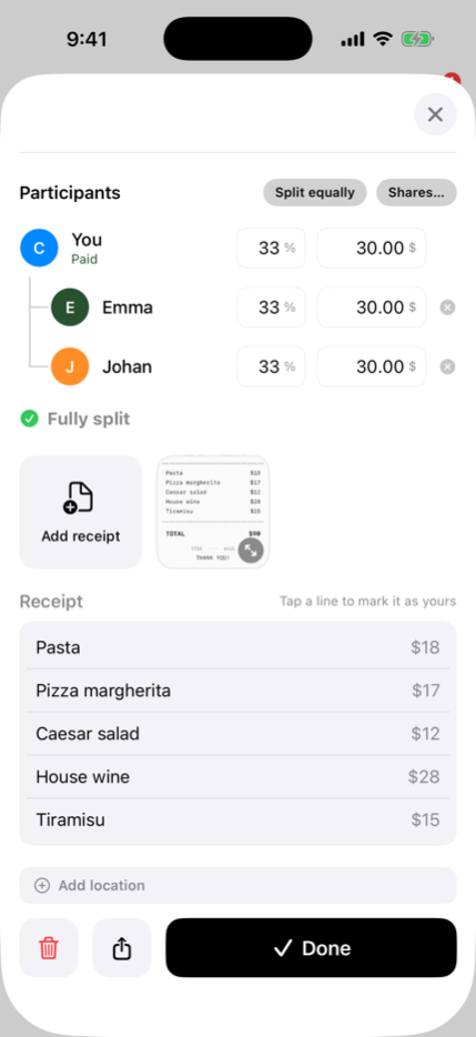 A scanned receipt with every line item read