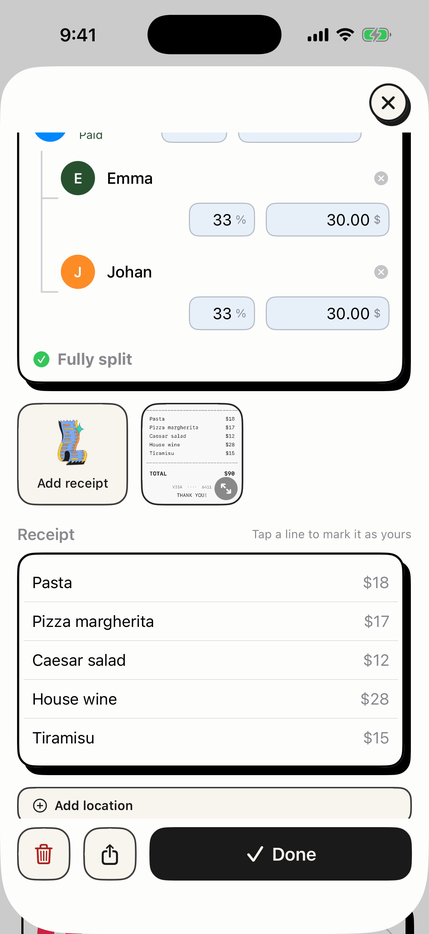 A scanned receipt with every line item read